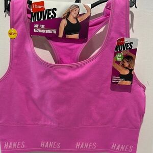 NWT Hanes Moves 360 Degrees Fles Racerback Bralette w/Moisture Control.